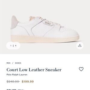 Polo Ralph Lauren White Court Low Leather Sneakers